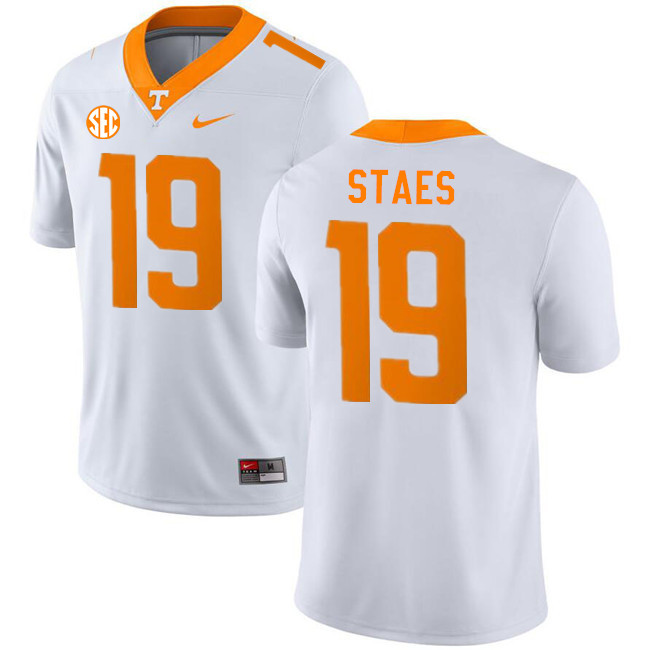 Men #19 Holden Staes Tennessee Volunteers College Football Jerseys Stitched-White